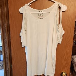 Vocal White Sleeveless Cut Out Blouse